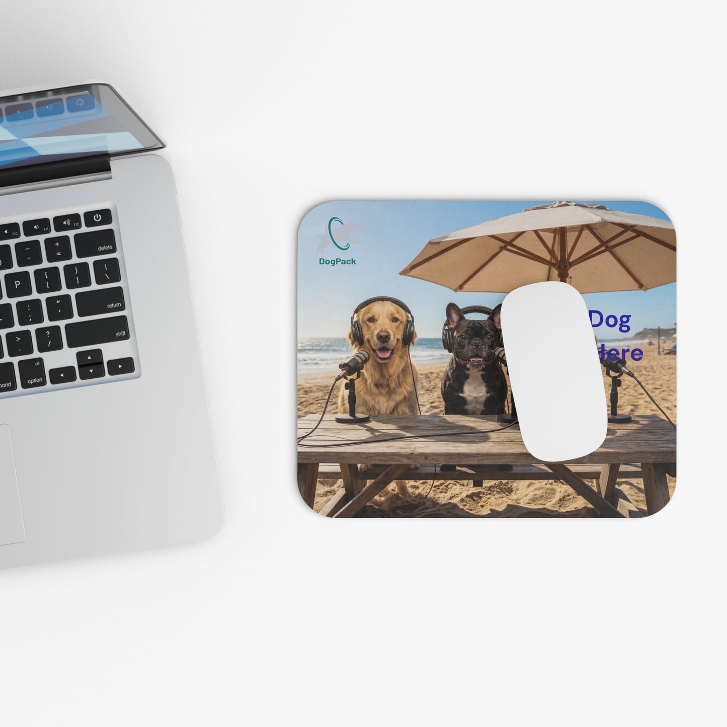 Goldie & Frenchie - "On the Beach with your Dog" Custom Podcast Mouse Pad (9"x8")