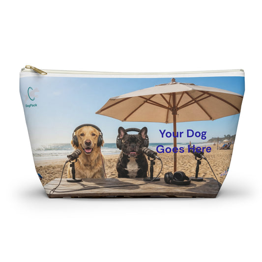 Goldie & Frenchie On the Beach with your Dog - Custom Accessory Pouch