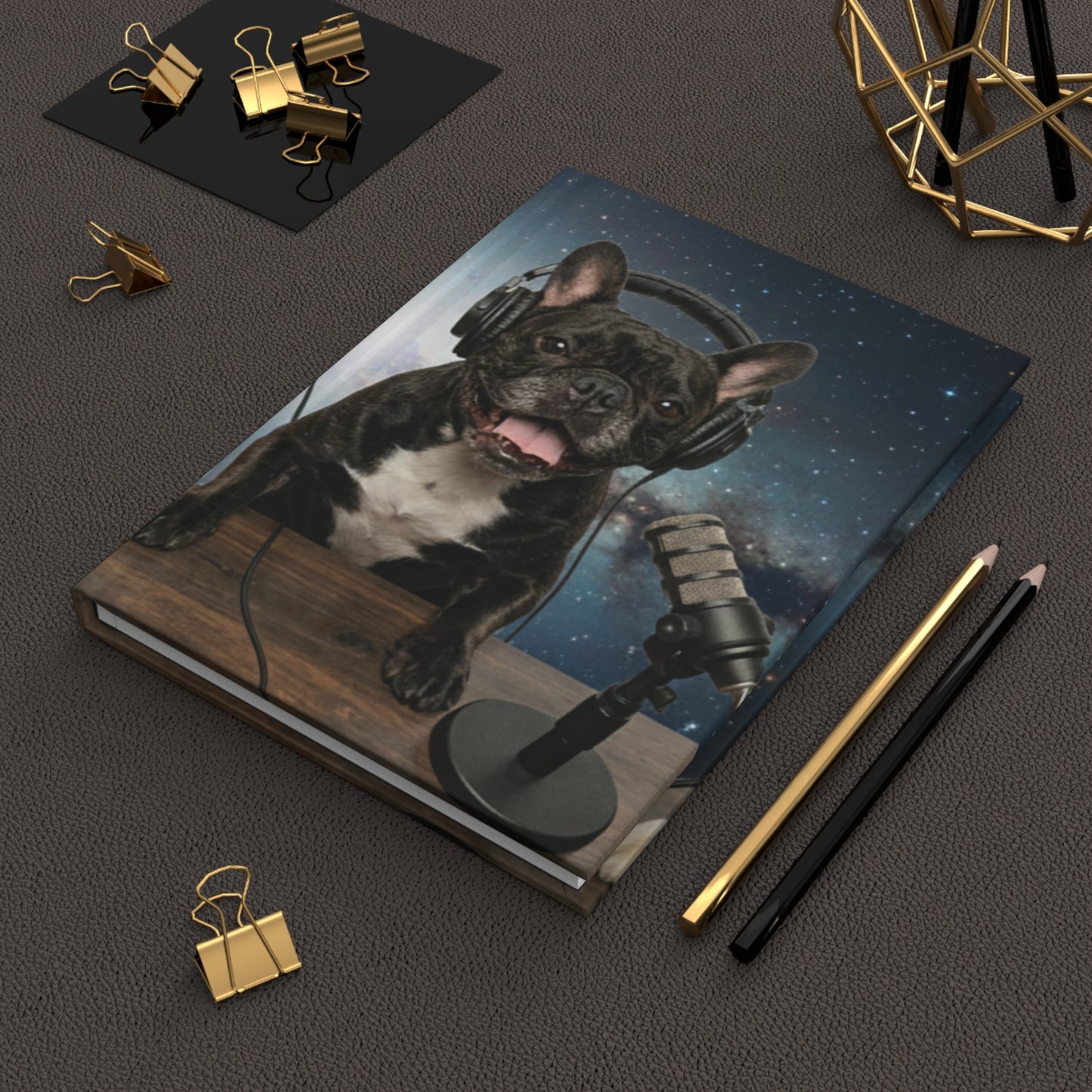 Goldie & Frenchie 'Broadcasting from Space' Hardcover Journal