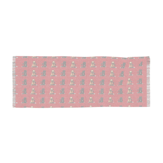 Goldie & Frenchie Lightweight Pattern Scarf in Dark Red — Perfect for All Seasons