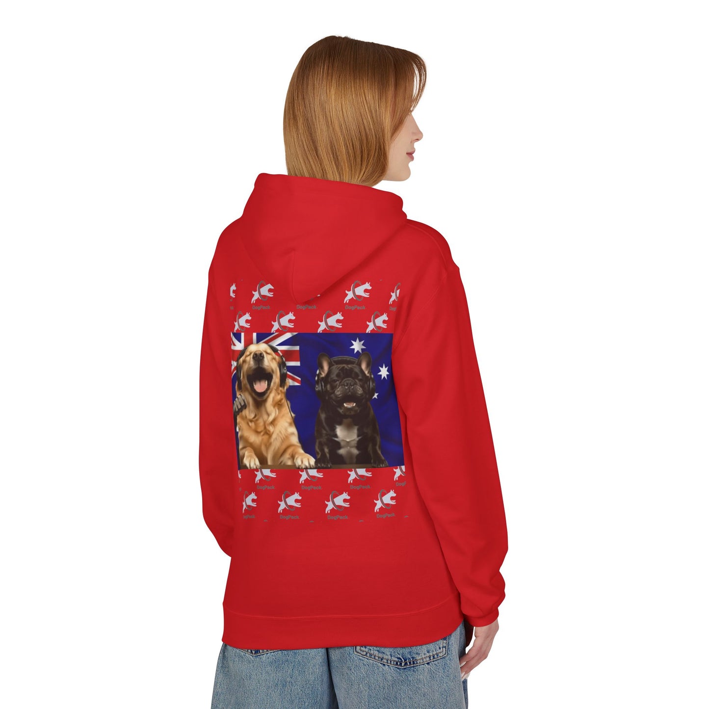 Goldie & Frenchie Repeating Pattern with Australia Flag Hoodie — Front & Back Print - Ships from Australia + New Zealand