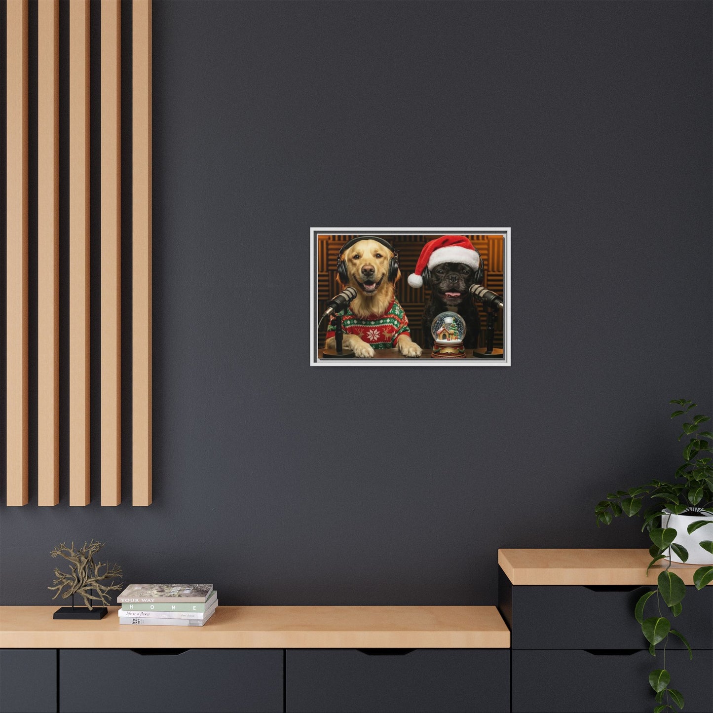 Goldie & Frenchie Christmas Podcast Matte Canvas Print (Framed)