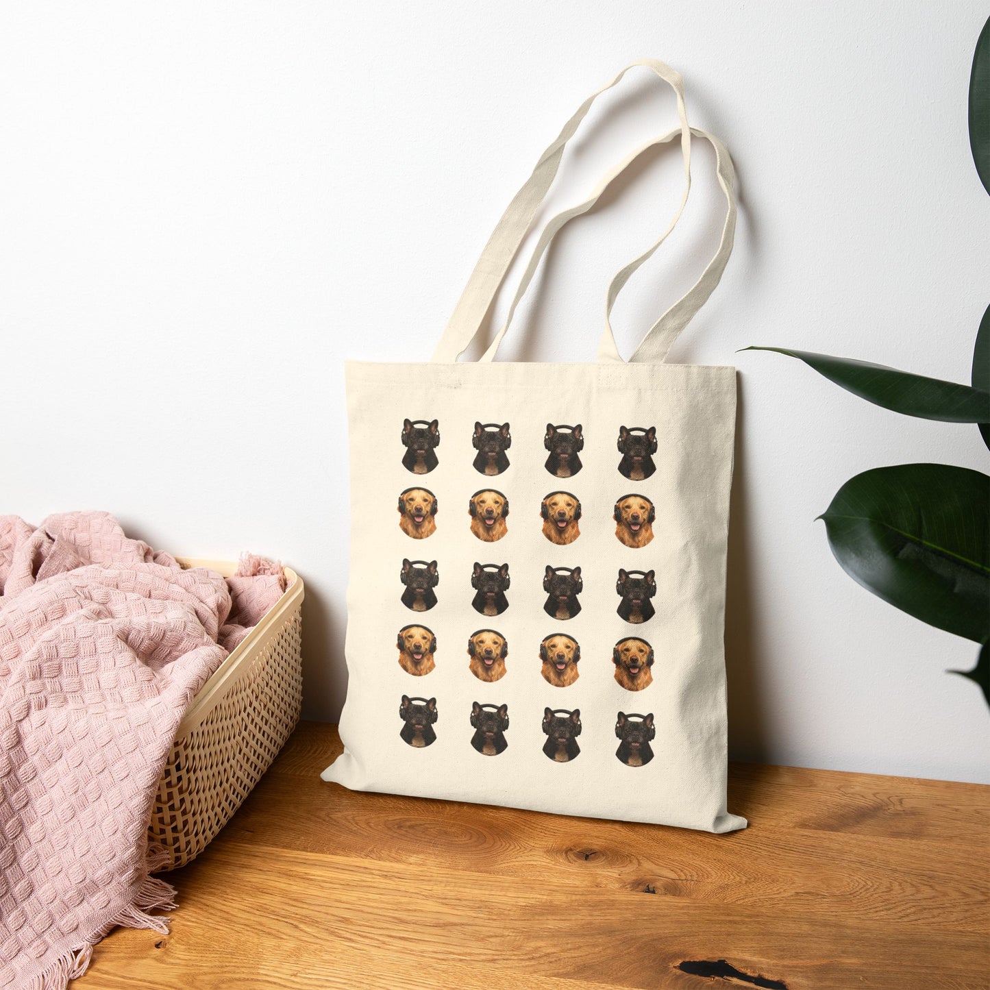 Goldie & Frenchie Canvas Tote Bag — Headshot Pattern - Two Sides