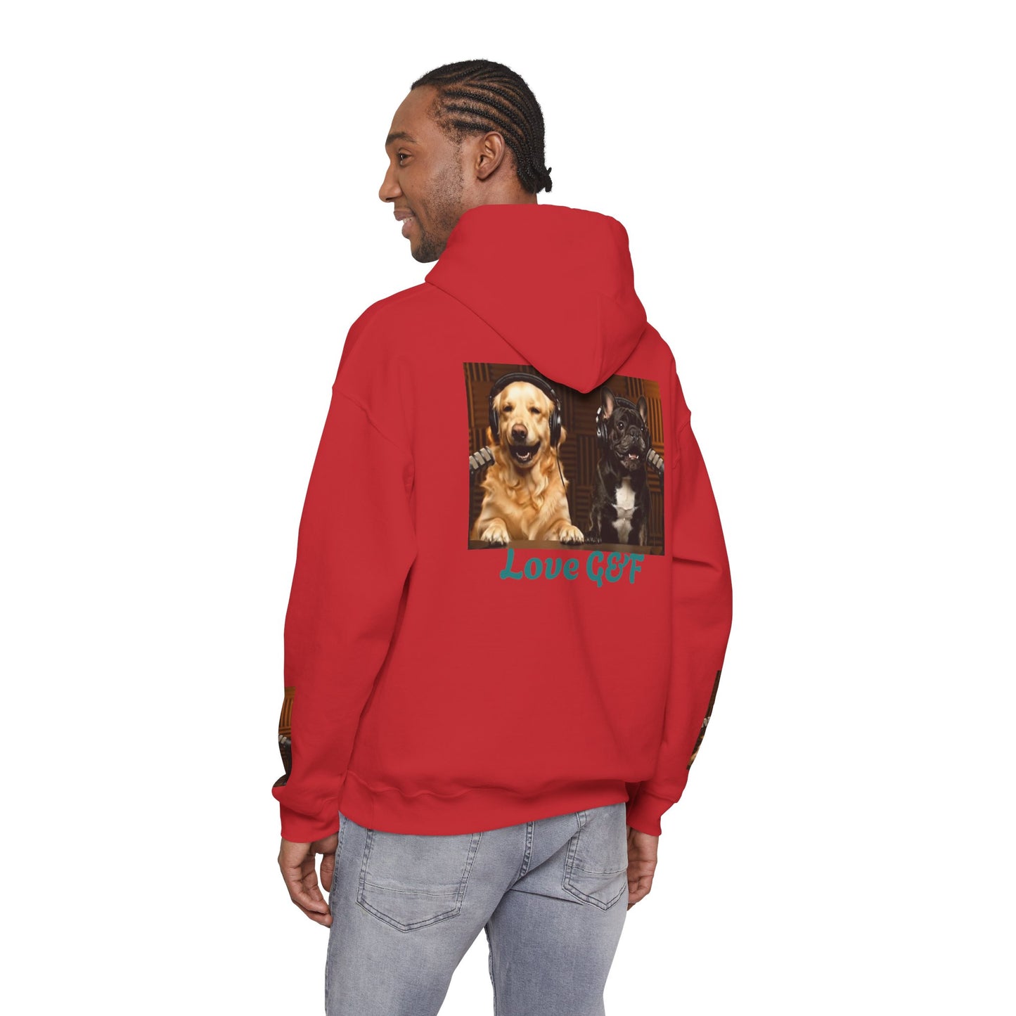 Goldie & Frenchie Hoodie — "Love G&F" Back and Front