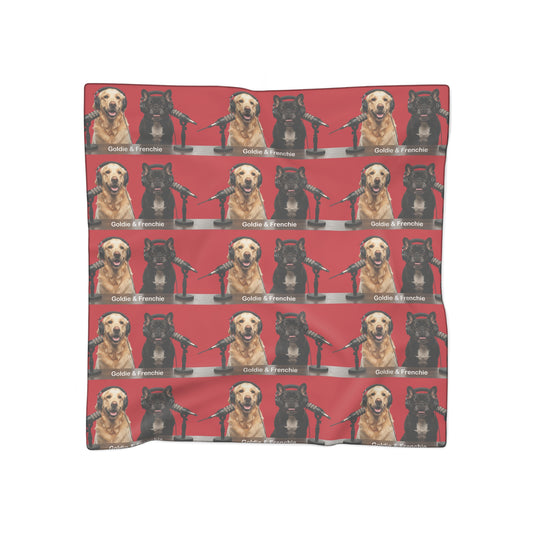 Goldie & Frenchie Square Repeat Pattern Scarf in Dark Red - 2 sizes available