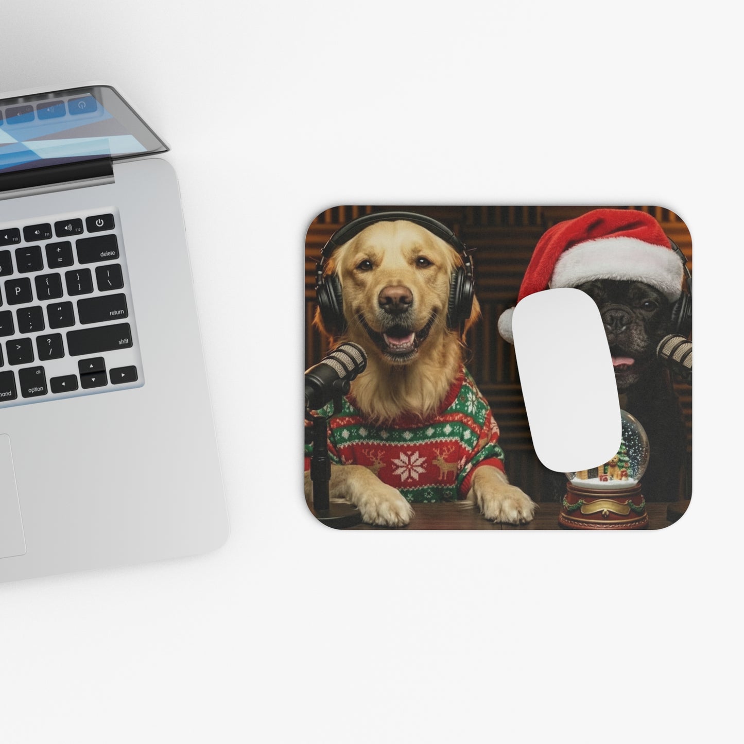 Festive Christmas Goldie & Frenchie Mouse Pad