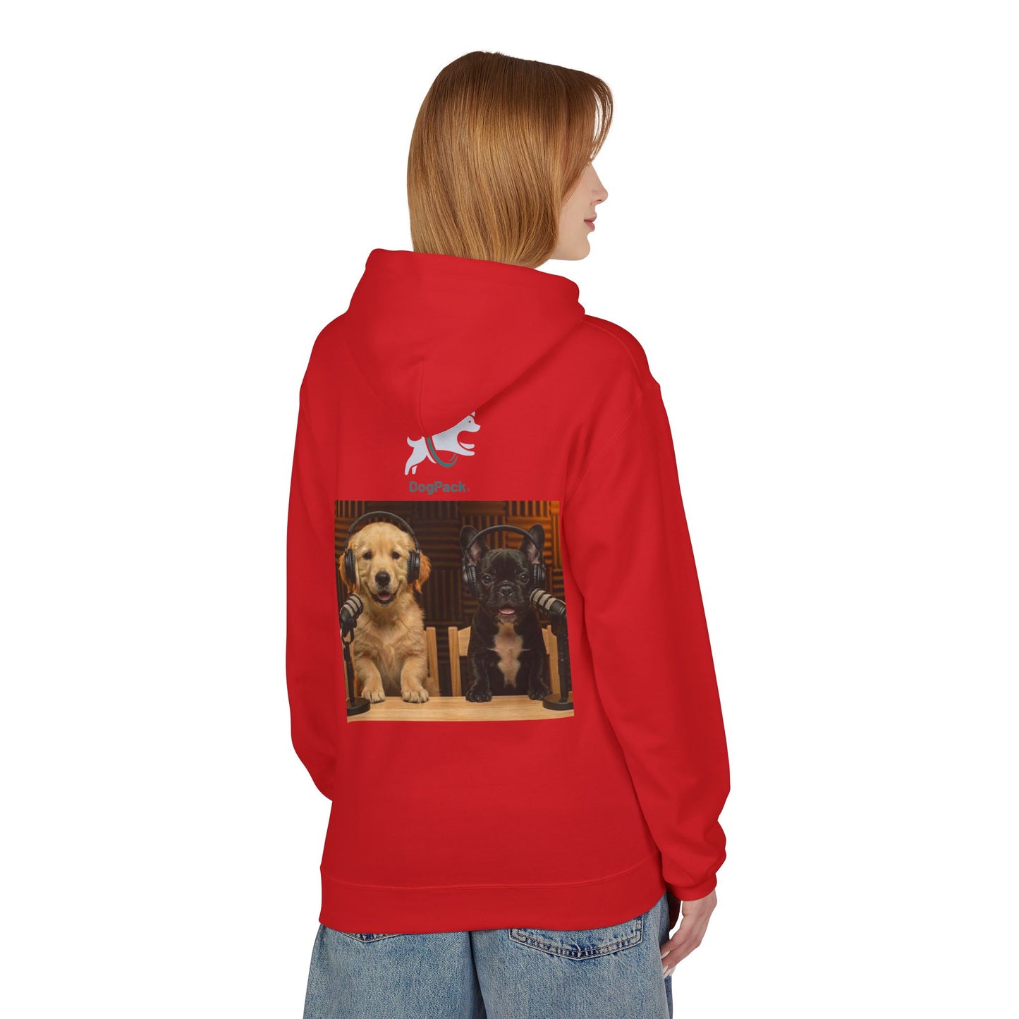 Puppies Goldie & Frenchie Front and Back Print - Soft Style Podcast Hoodie
