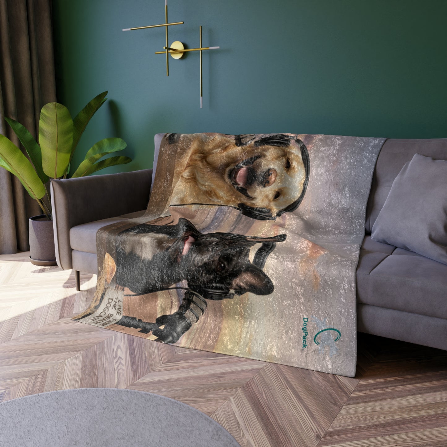 Goldie & Frenchie on the Beach Crushed Velvet Blanket