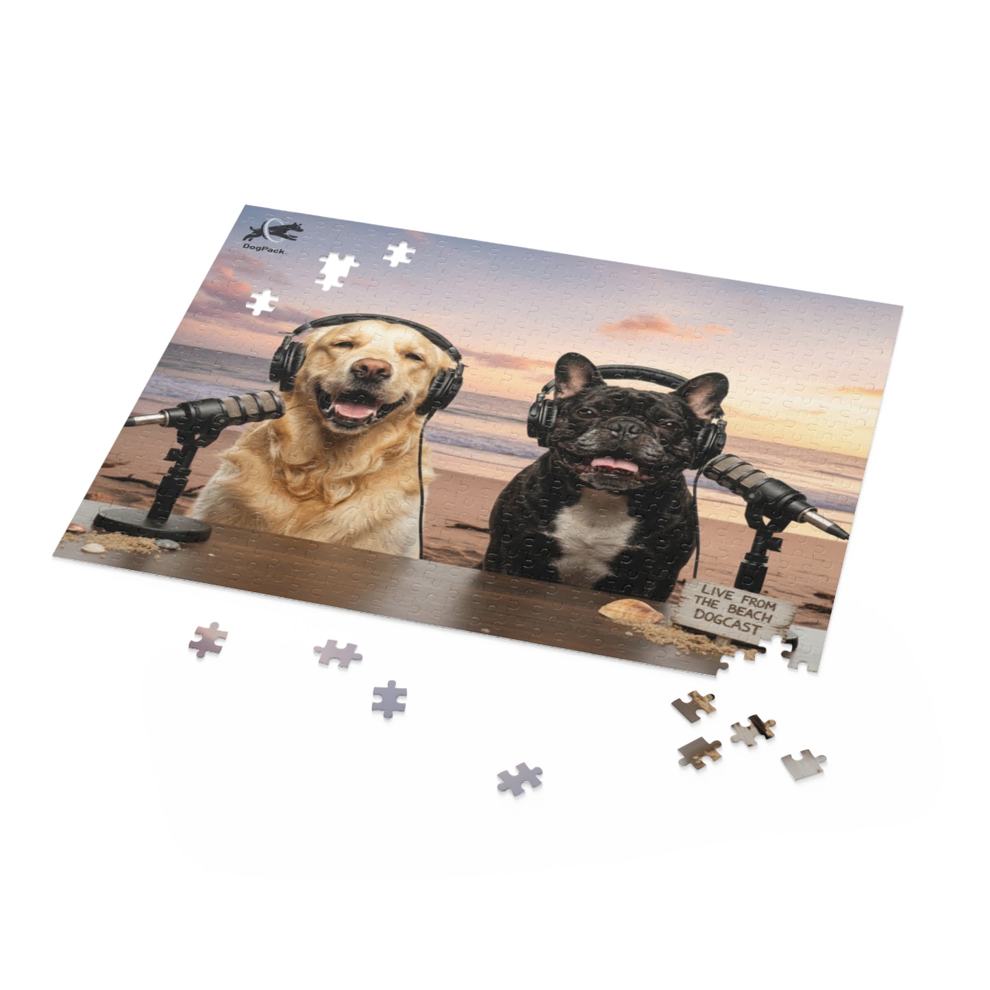 Goldie & Frenchie 'Working on the Beach' Puzzle - 120/252/500 - Piece Jigsaw Puzzle