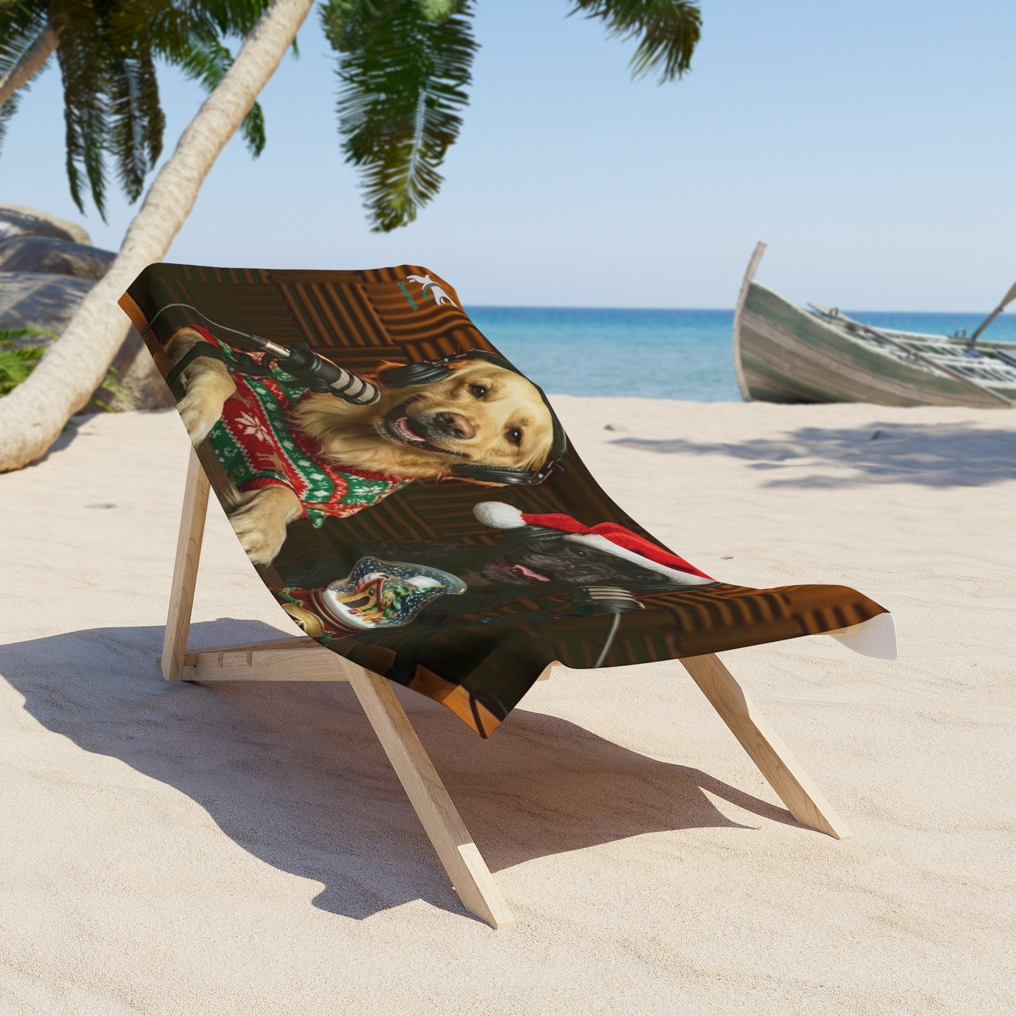 Goldie & Frenchie Christmas Themed Beach Towel