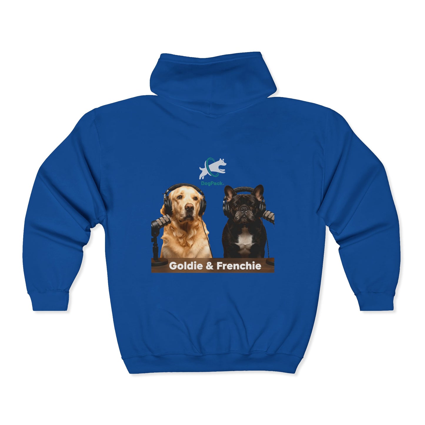 Goldie & Frenchie Podcast Full-Zip Hoodie - Front and Back - Ships from Australia + New Zealand