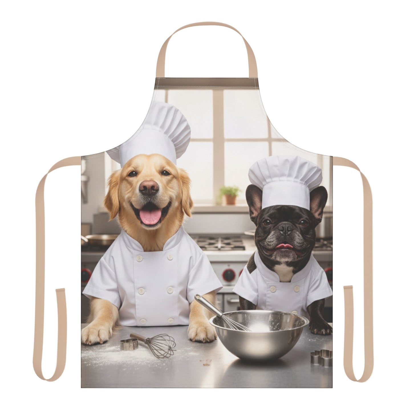 Goldie & Frenchie Chef Apron - Cute Kitchen Apron with The Dogs in Chef Hats