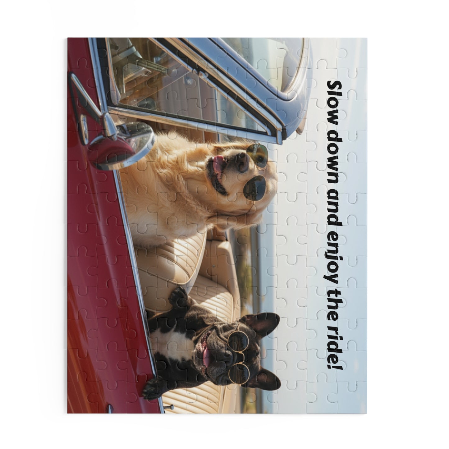 Goldie & Frenchie 'Slow Down and Enjoy the Ride' Puzzle - 120/252/500 - Piece Jigsaw Puzzle