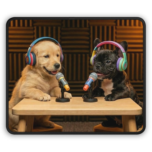 Goldie & Frenchie as Puppies - Cute and Sturdy Podcast Gaming Mouse Pad