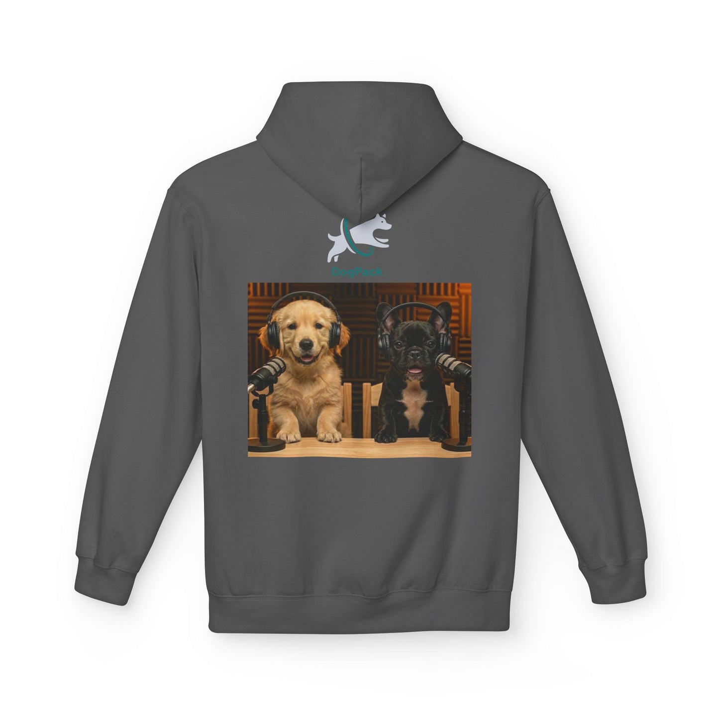 Puppies Goldie & Frenchie Front and Back Print - Soft Style Podcast Hoodie