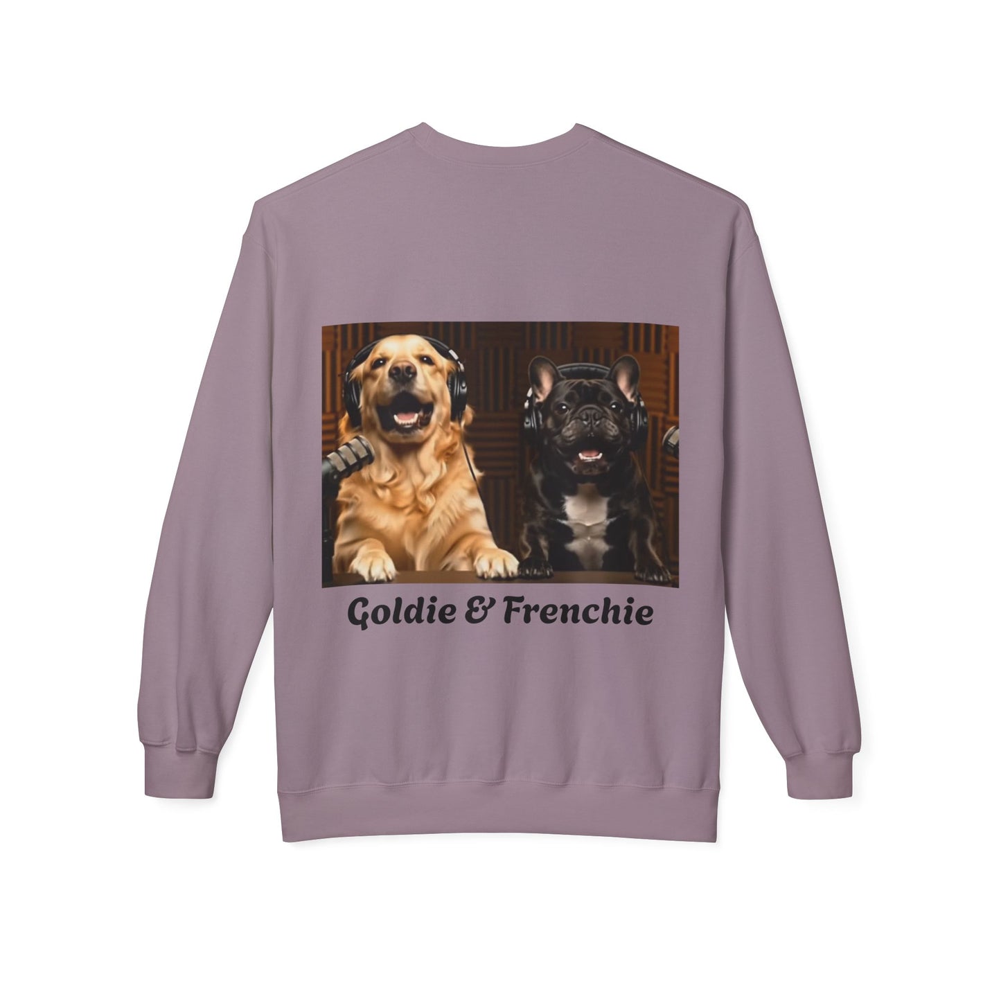 Goldie & Frenchie Laughing Behind Your Back Softstyle Crewneck with DogPack Logo