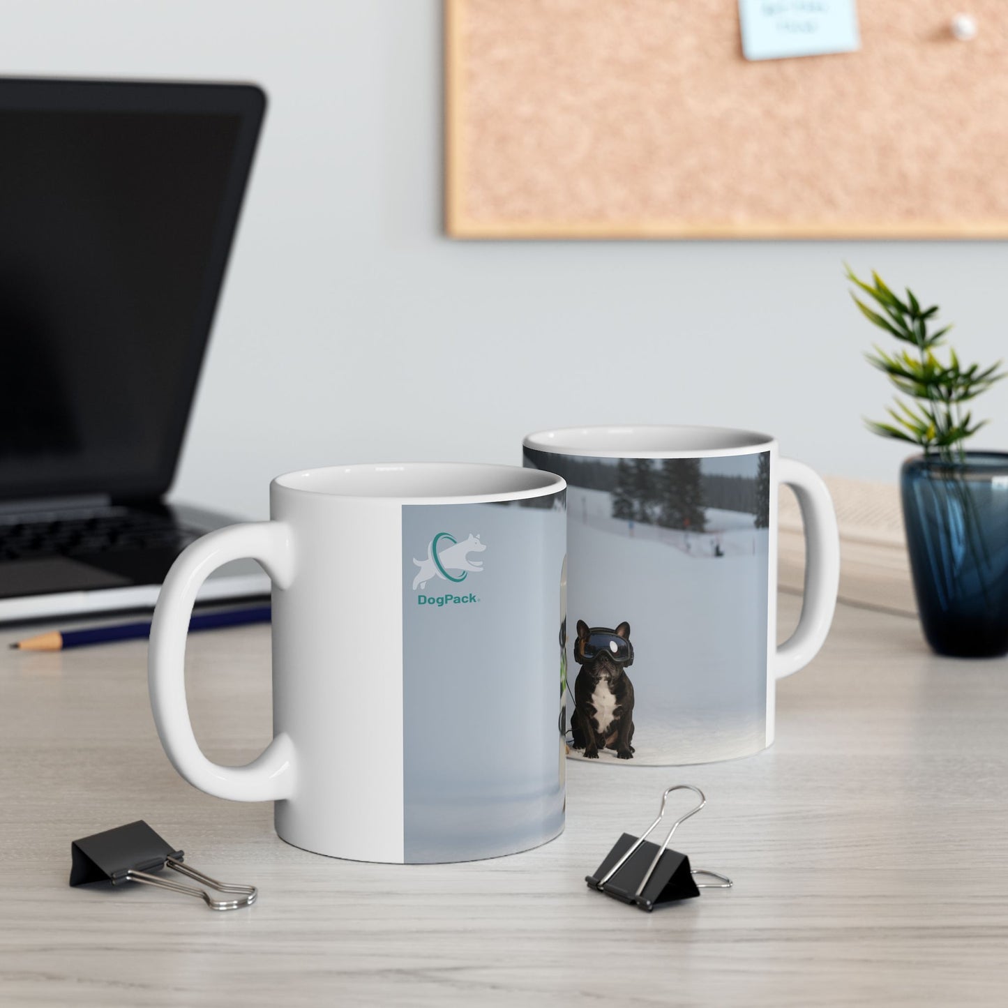 Goldie & Frenchie Hitting the Slopes — Snowboard Day Ski Mug for Dog Lovers (11oz/15oz)