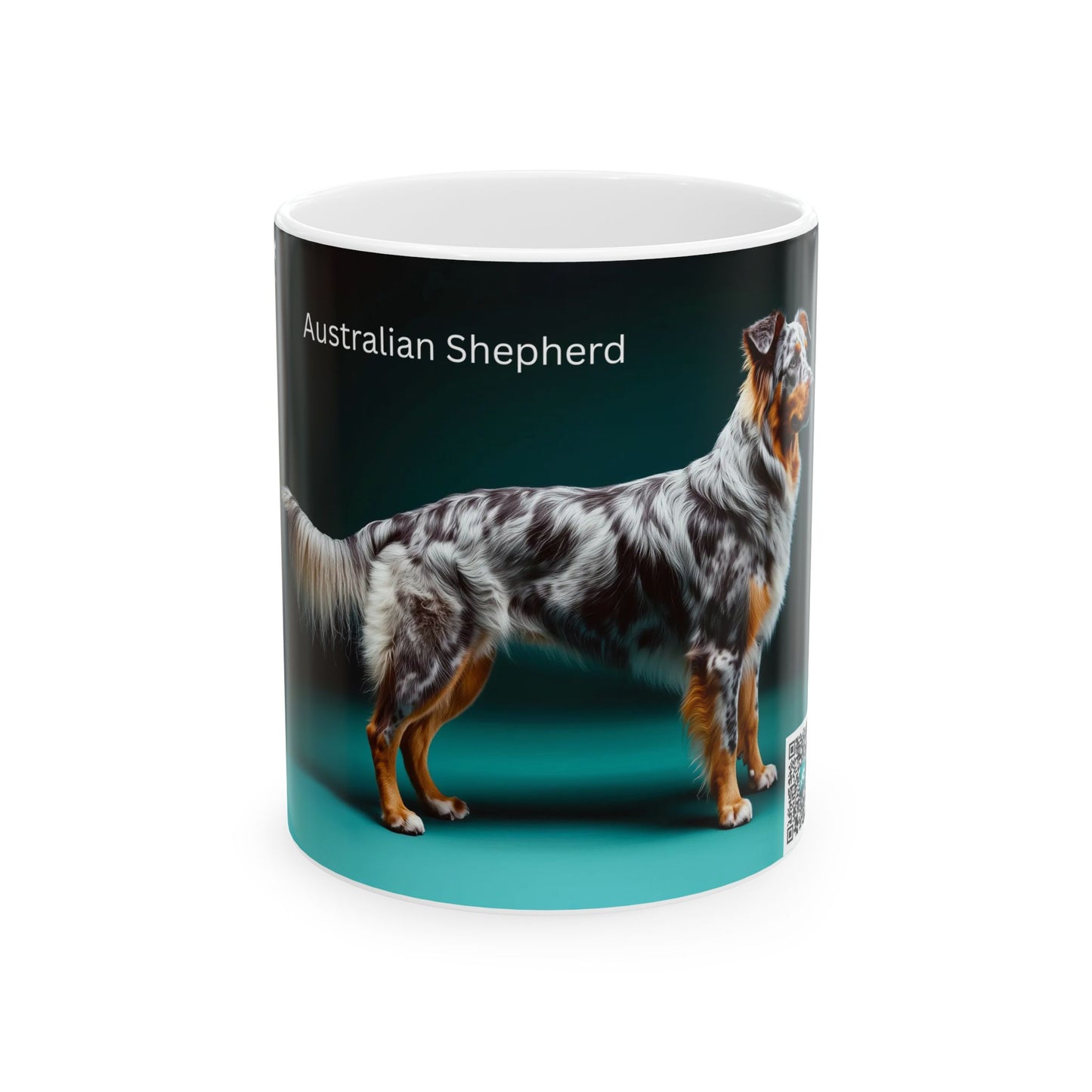 Australian Shepherd Ceramic Mug – Blue Teal Dog Breed Coffee Cup (11oz, 15oz)