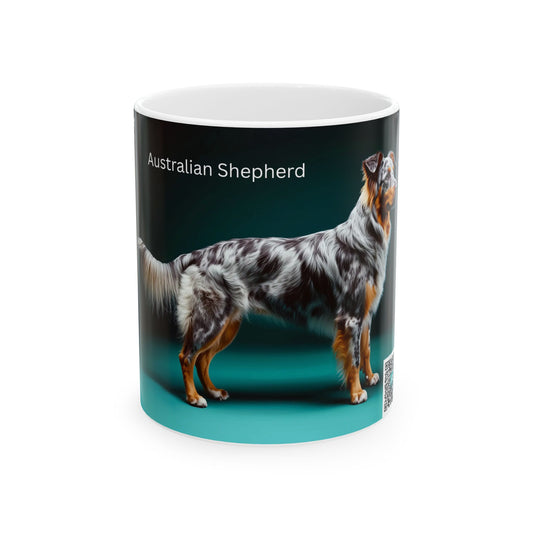 Australian Shepherd Ceramic Mug – Blue Teal Dog Breed Coffee Cup (11oz, 15oz)