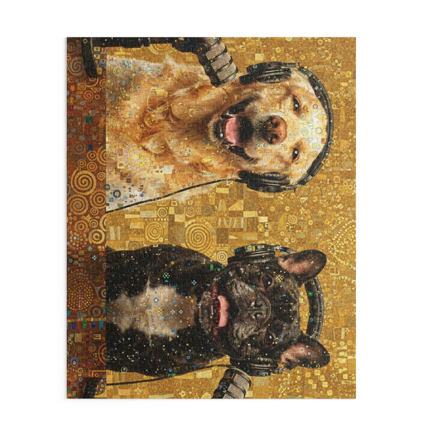 Goldie & Frenchie Klimt Inspired Puzzle — 120/252/500‑Piece Jigsaw