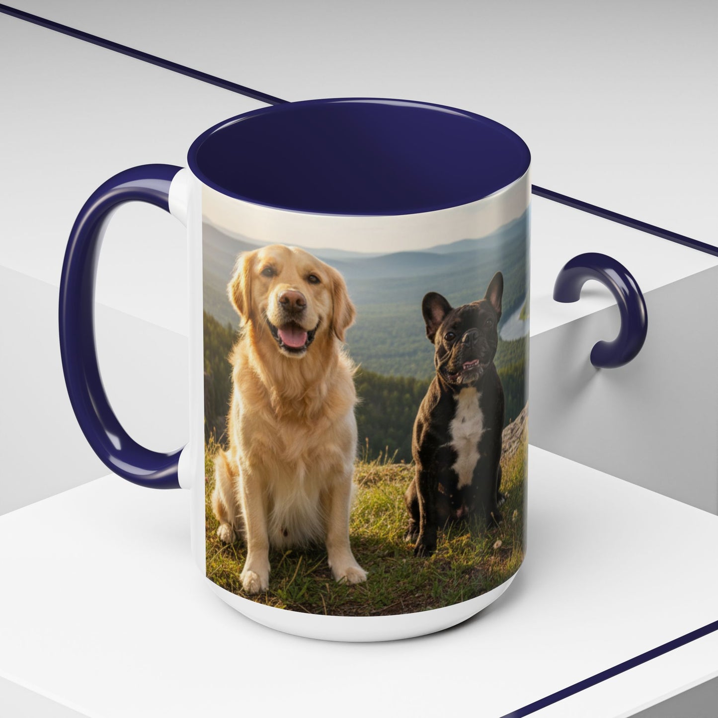 Goldie & Frenchie Take the Day Off Accent Coffee Mug – Out on a Hike (11/15oz)