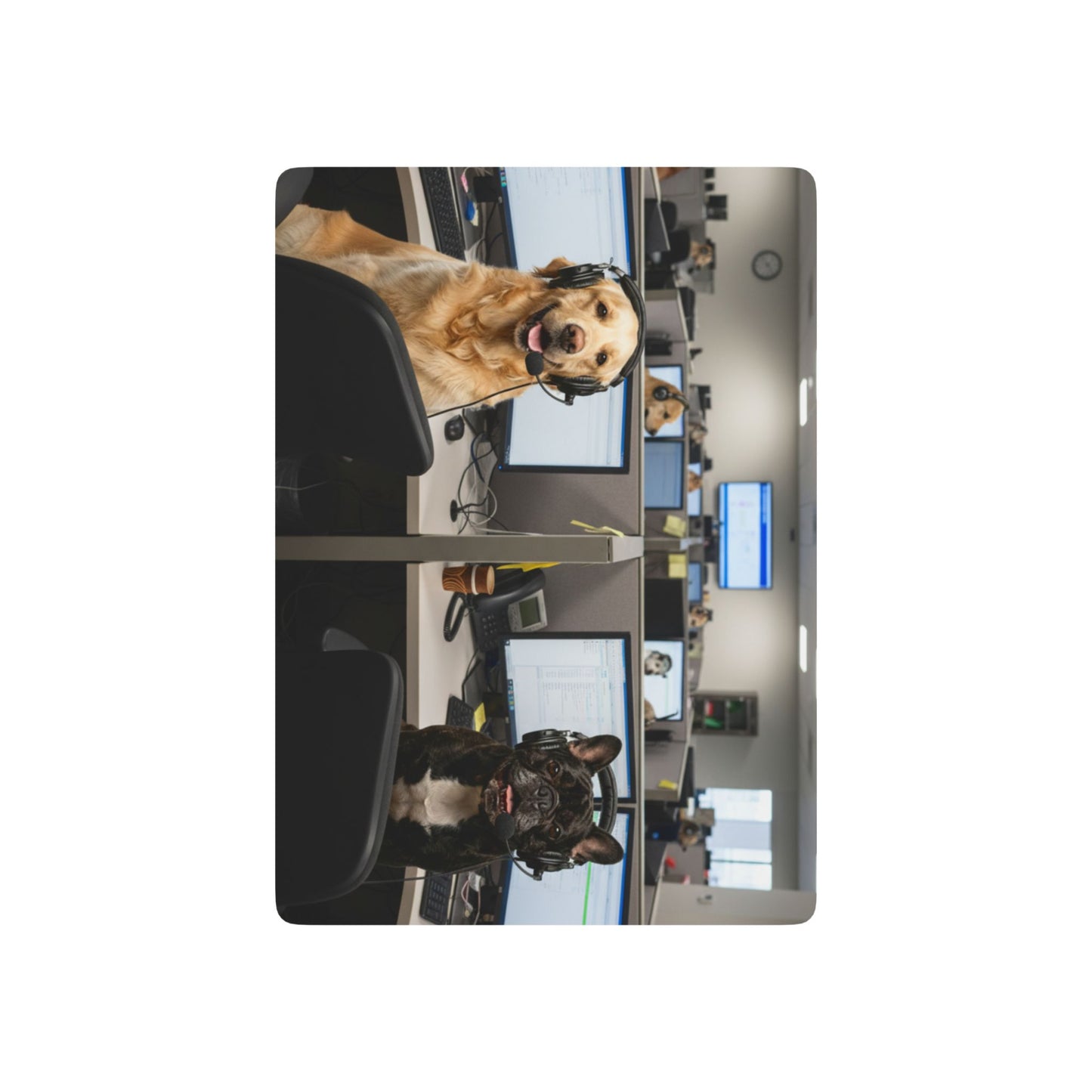 Goldie & Frenchie In the Call Center Playing Cards