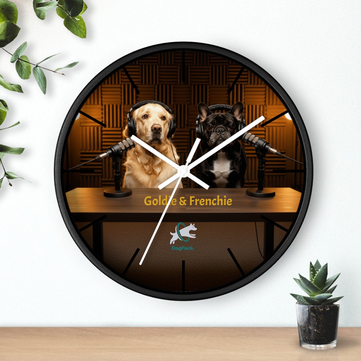 Goldie & Frenchie 'On-Air' Podcast Wall Clock