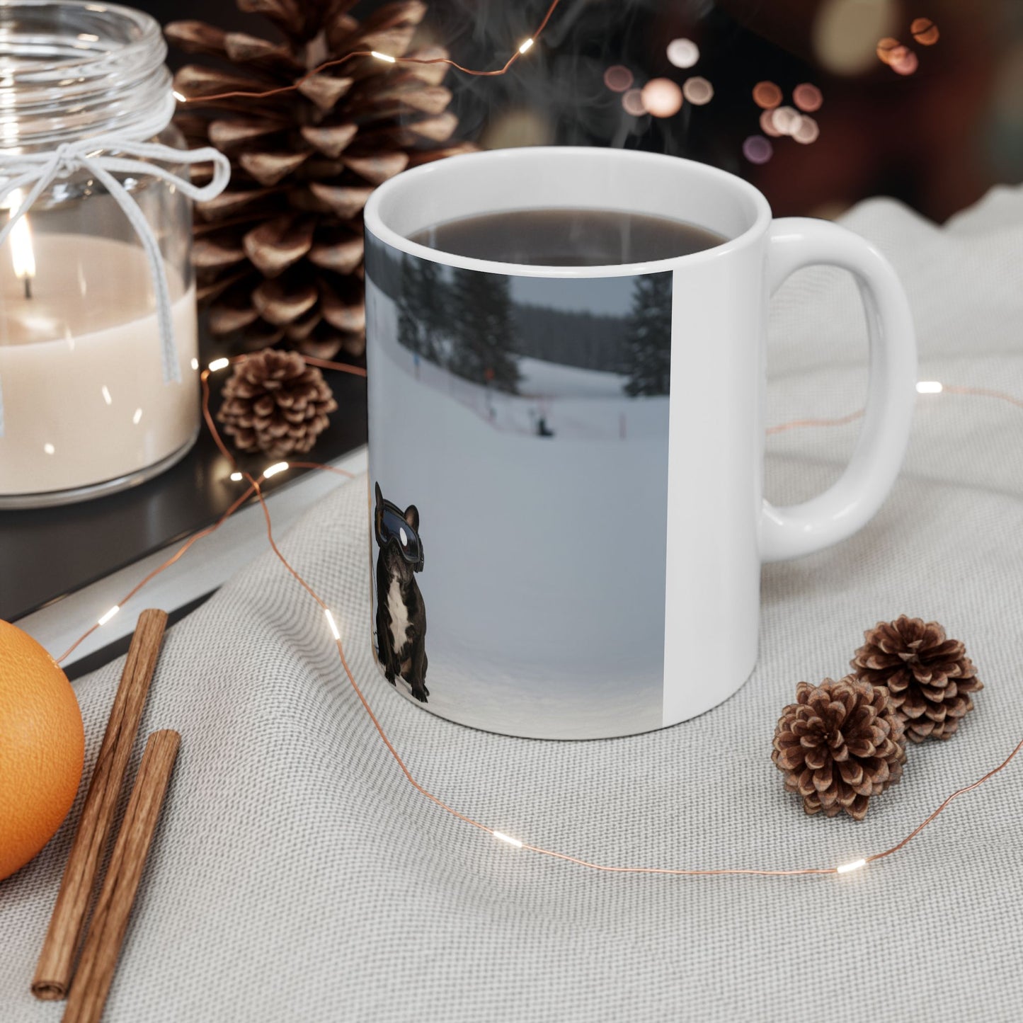 Goldie & Frenchie Hitting the Slopes — Snowboard Day Ski Mug for Dog Lovers (11oz/15oz)