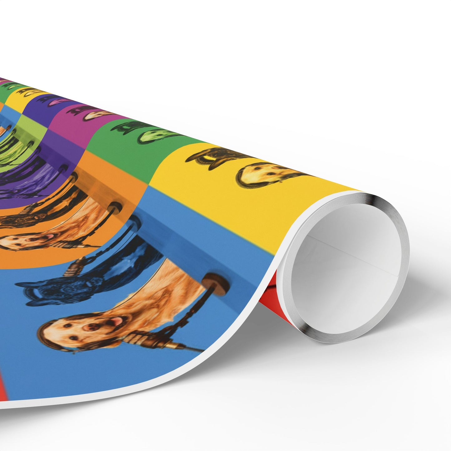 Goldie & Frenchie Pop Art Wrapping Paper Roll — Colorful Warhol Inspired Gift Wrap