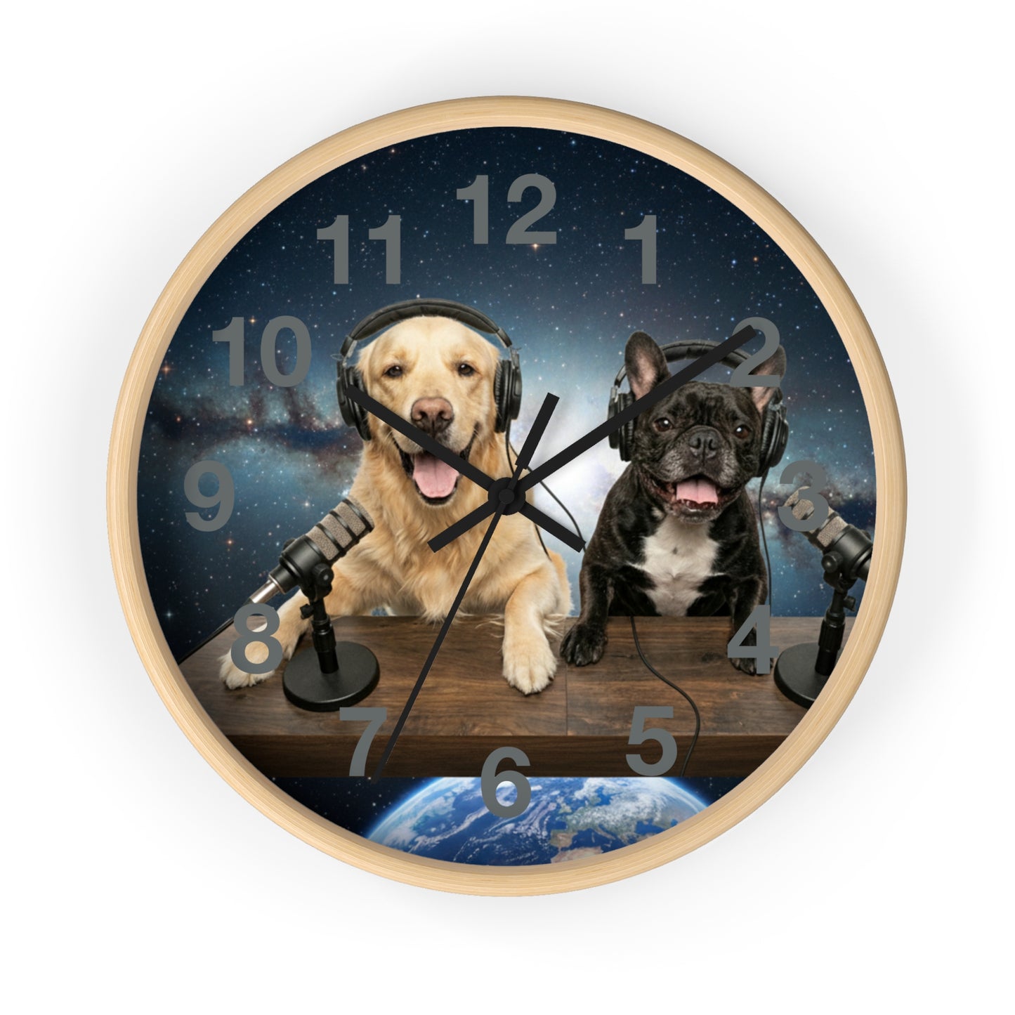 Goldie & Frenchie 'Broadcasting from Space' Wall Clock