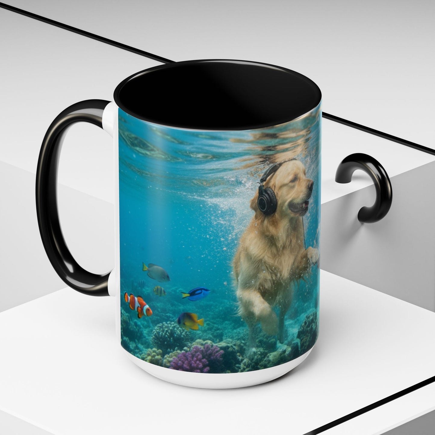 Goldie & Frenchie 'Let's go Deep' Accent Coffee Mug – Choose your Color Interior (11/15oz)