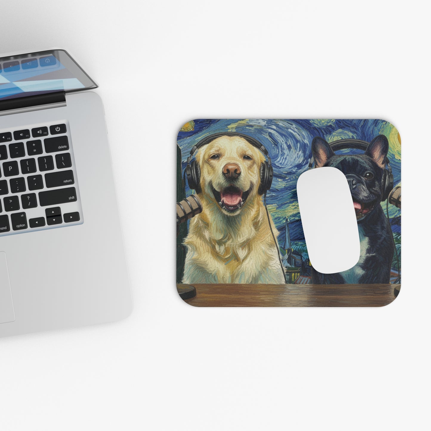 Goldie & Frenchie Starry Night Mouse Pad – Van Gogh Inspired Mousepad