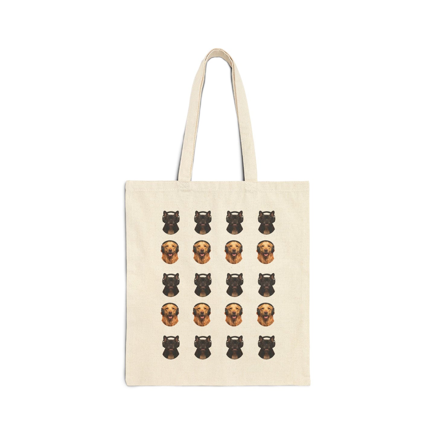 Goldie & Frenchie Canvas Tote Bag — Headshot Pattern - Two Sides