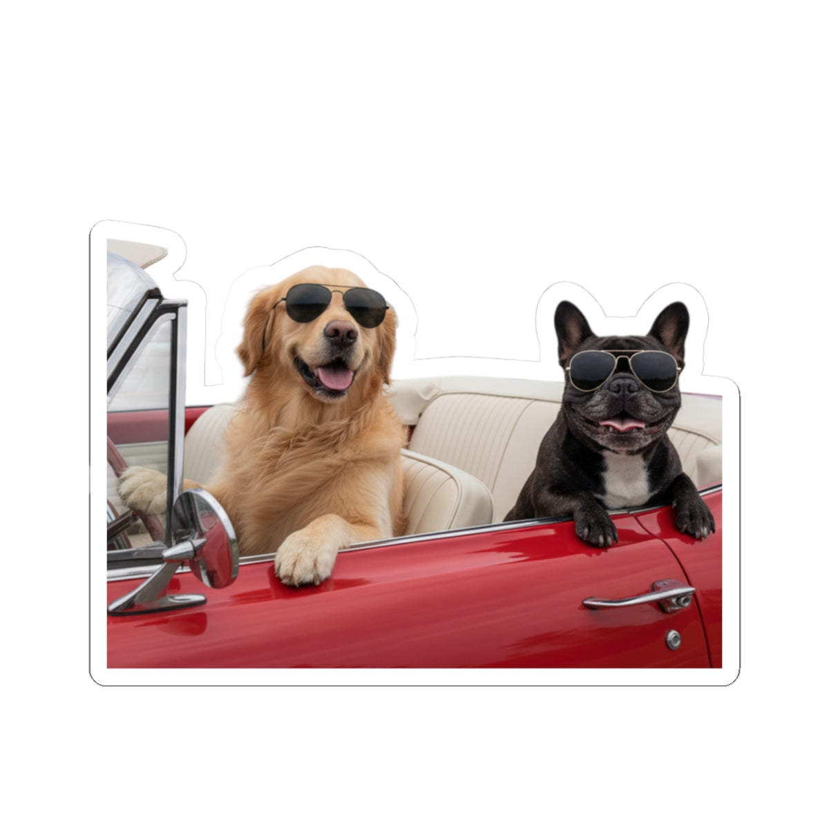 Goldie & Frenchie Top Down - Kiss-Cut Sticker