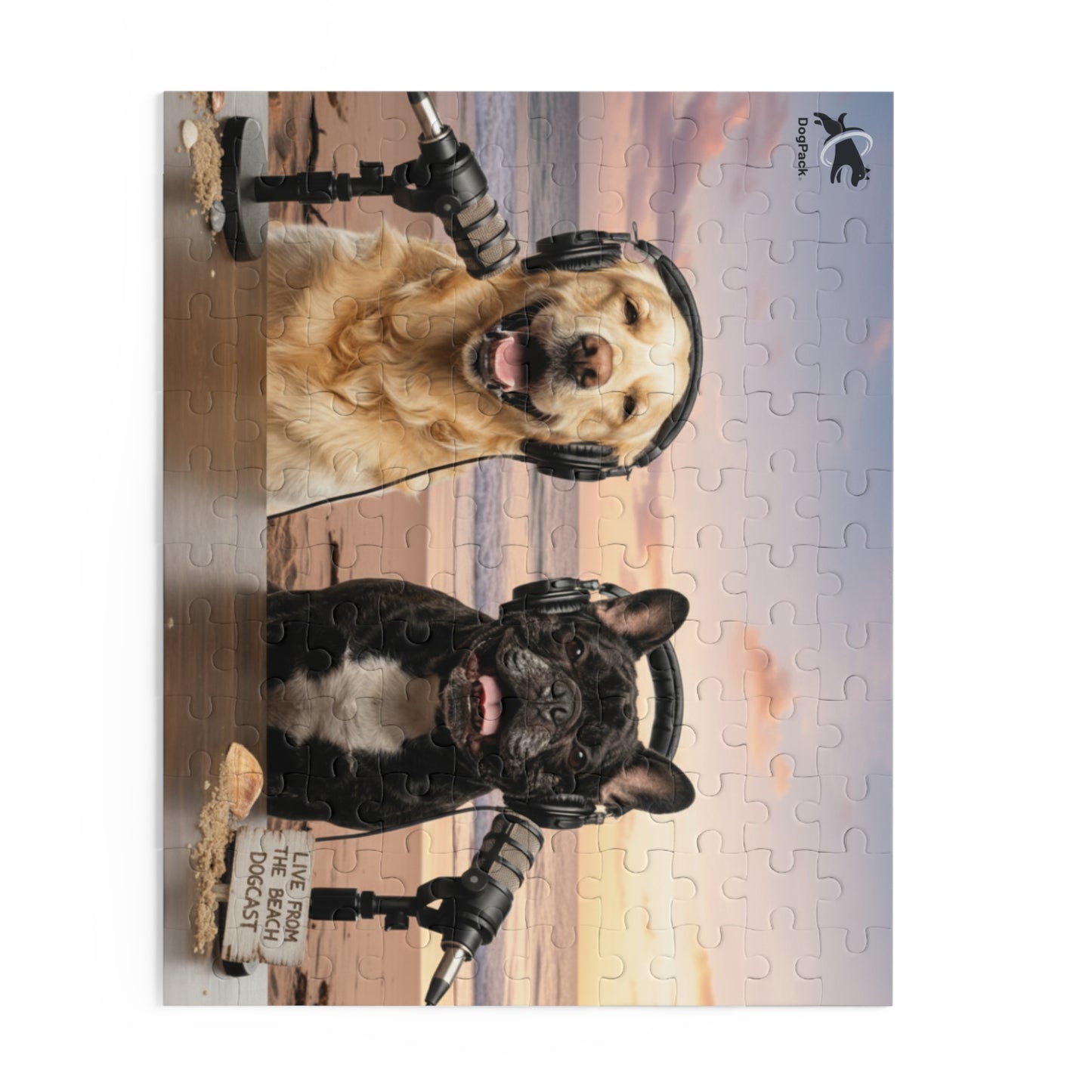 Goldie & Frenchie 'Working on the Beach' Puzzle - 120/252/500 - Piece Jigsaw Puzzle