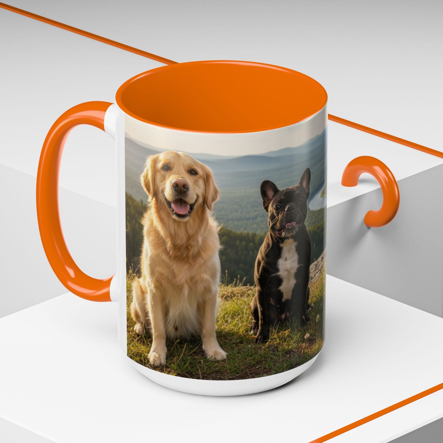 Goldie & Frenchie Take the Day Off Accent Coffee Mug – Out on a Hike (11/15oz)