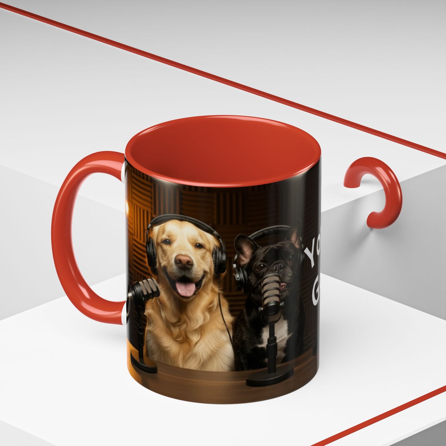Goldie & Frenchie Custom Accent Coffee Mug – Choose your Color Interior and Send in your Pic (11/15oz)