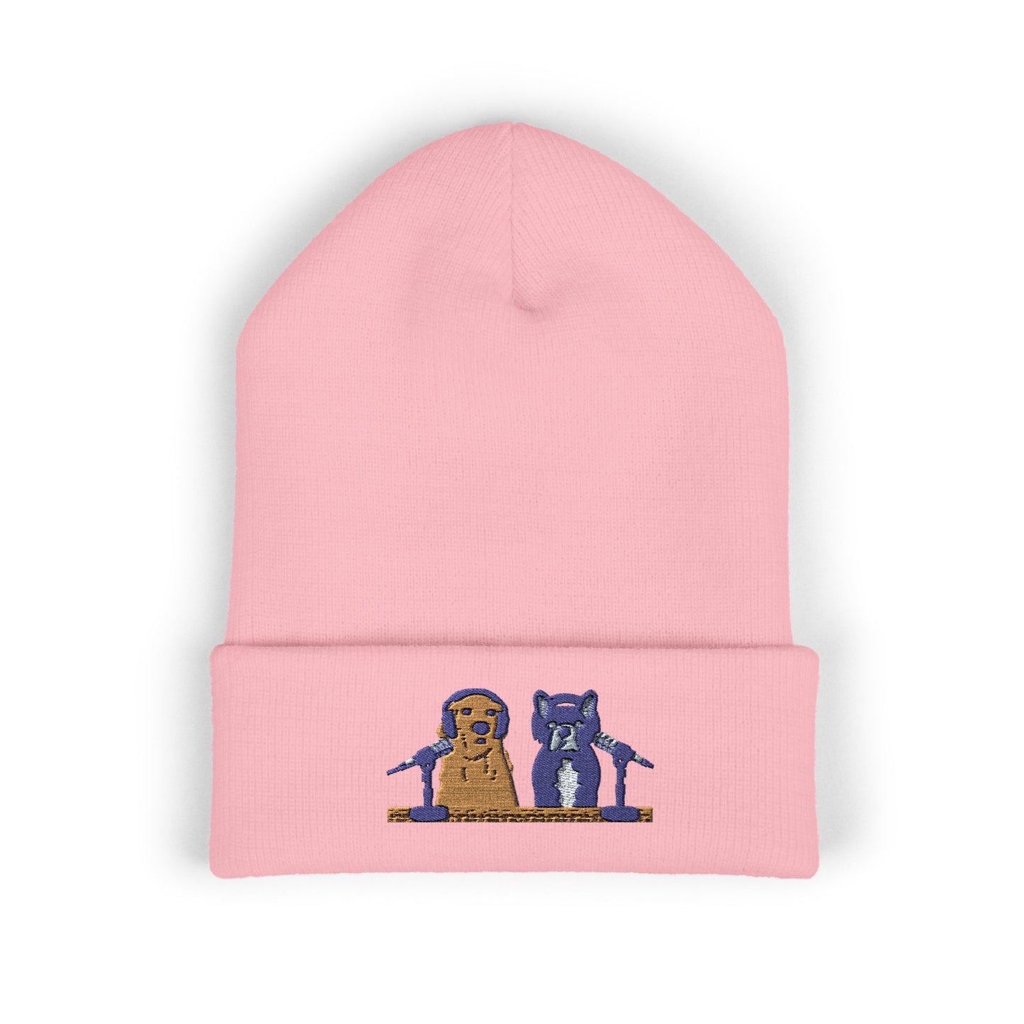 Embroidered Goldie & Frenchie Cuffed Beanie – Cozy Winter Hat with Cute Design