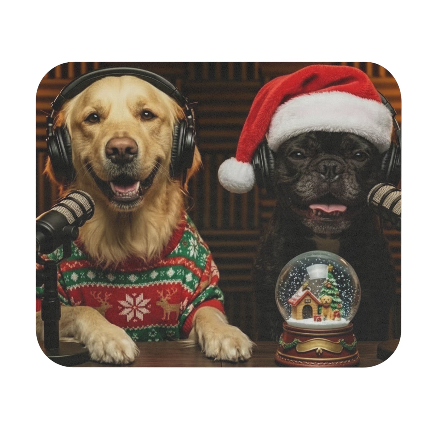 Festive Christmas Goldie & Frenchie Mouse Pad