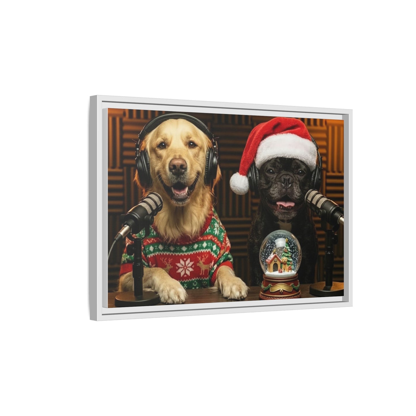 Goldie & Frenchie Christmas Podcast Matte Canvas Print (Framed)