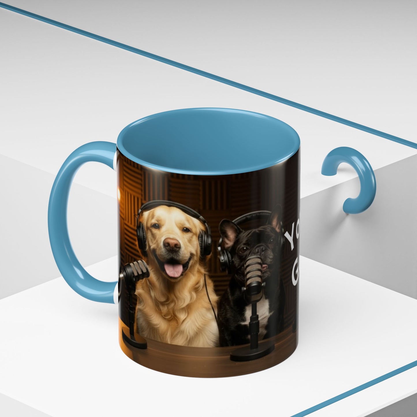 Goldie & Frenchie Custom Accent Coffee Mug – Choose your Color Interior and Send in your Pic (11/15oz)