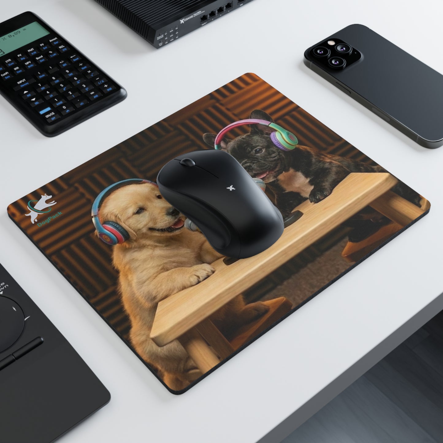 Baby Goldie & Frenchie Puppies In The Studio Rectangular Mouse Pad (9.3"x7.8") - Made and Shipped from Canada