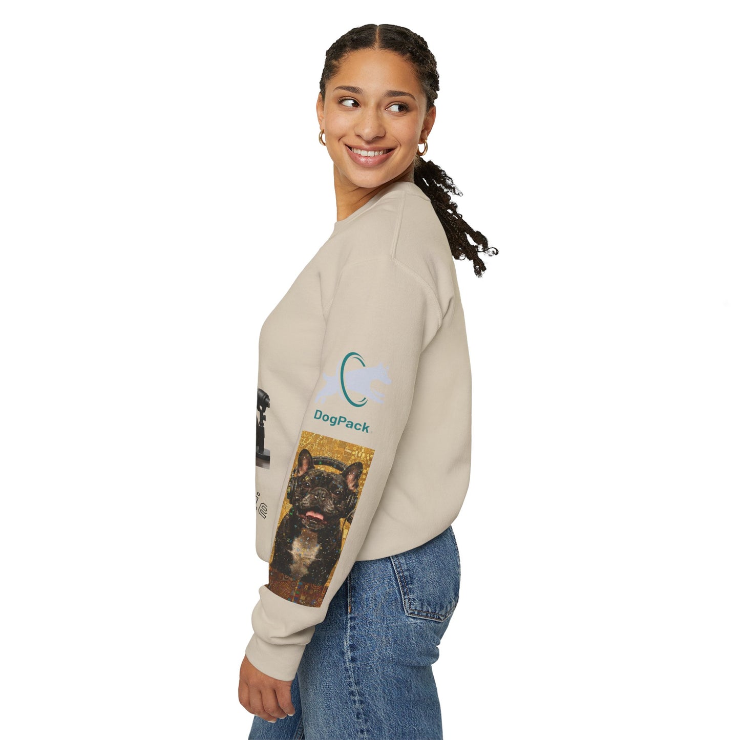 Goldie & Frenchie Chatting Crewneck with Klimt style G&F sleeves