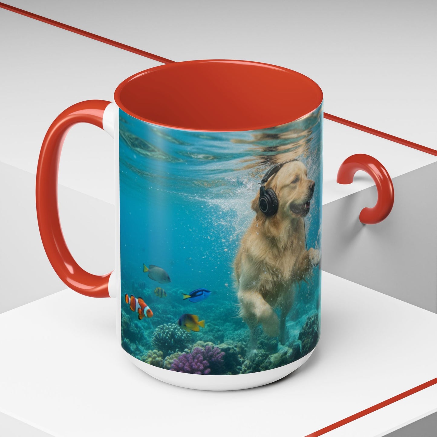 Goldie & Frenchie 'Let's go Deep' Accent Coffee Mug – Choose your Color Interior (11/15oz)