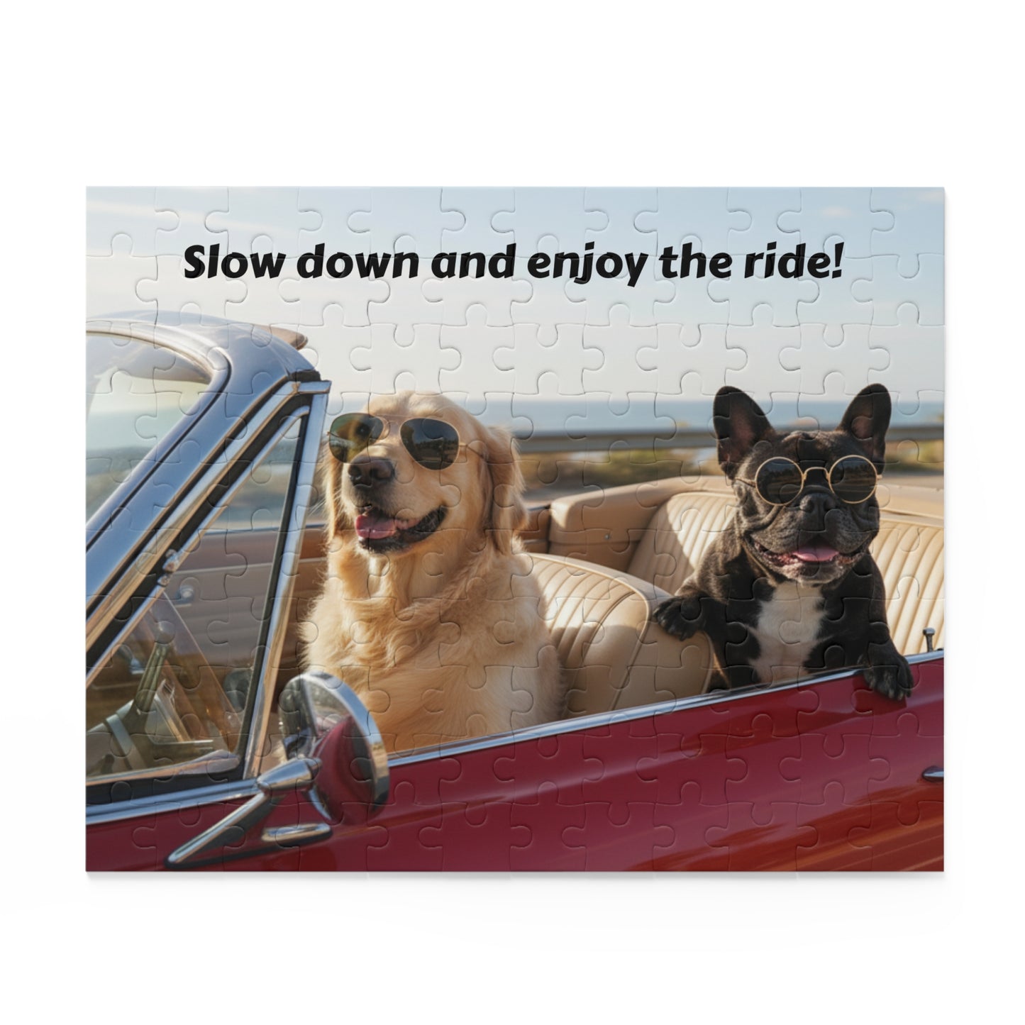 Goldie & Frenchie 'Slow Down and Enjoy the Ride' Puzzle - 120/252/500 - Piece Jigsaw Puzzle