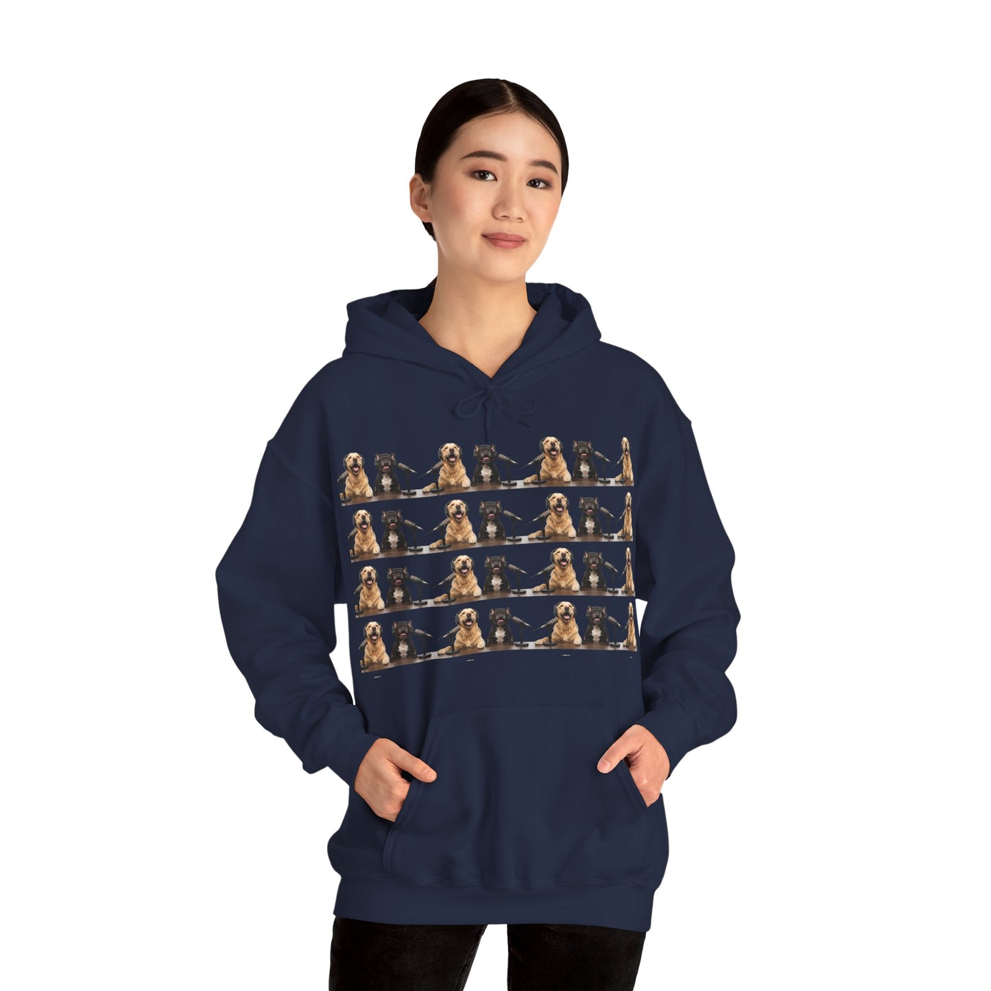 Goldie & Frenchie Repeating Pattern with UK Flag Hoodie — Front & Back Print - Ships from United Kingdom
