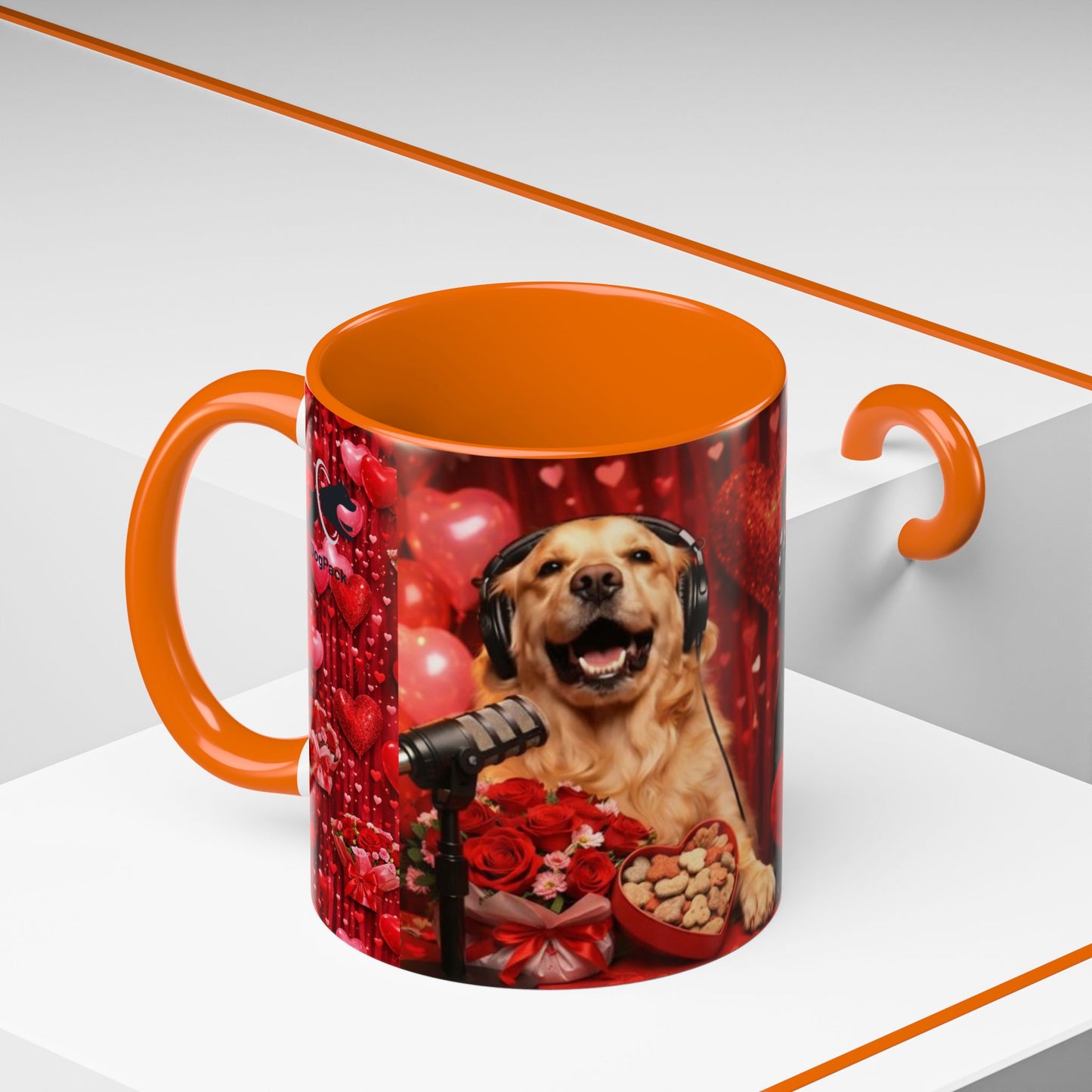 Goldie & Frenchie 'Valentines Day' Accent Coffee Mug – Choose your Color Interior (11/15oz)