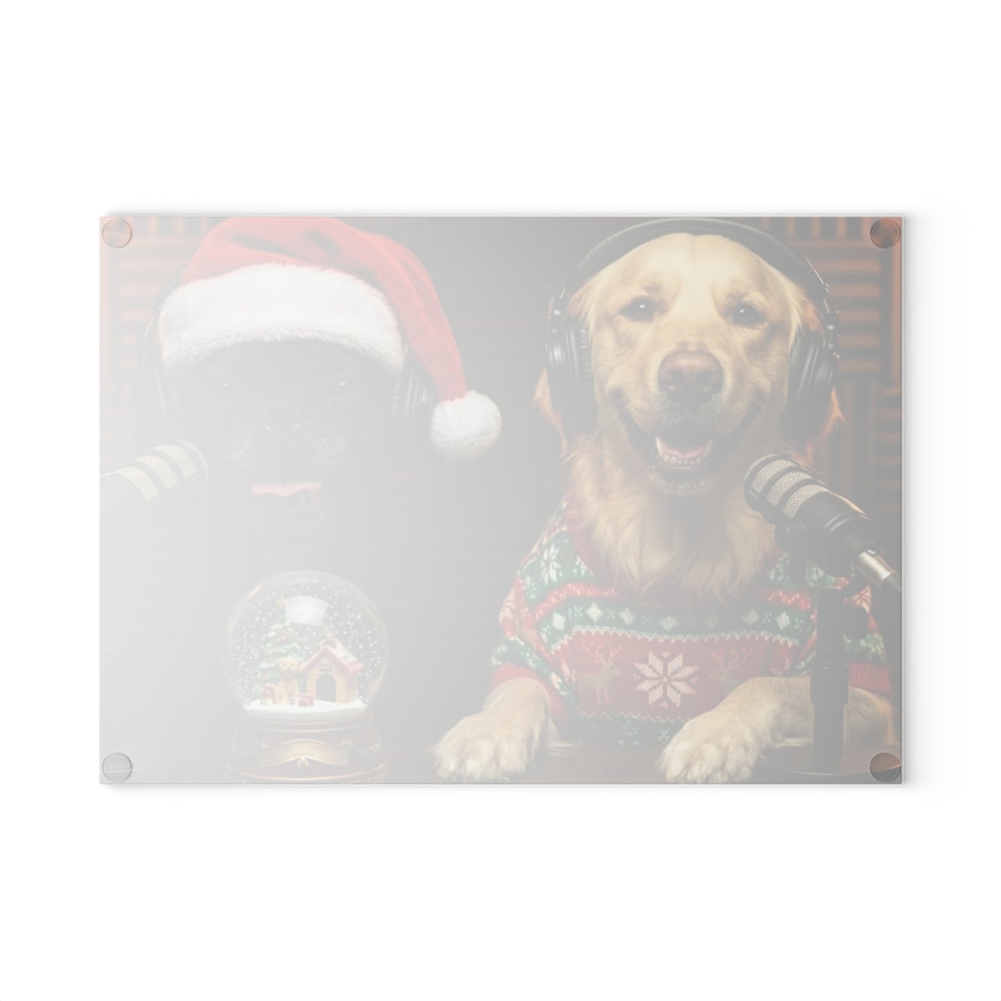 Goldie & Frenchie Christmas Glass Cutting Board