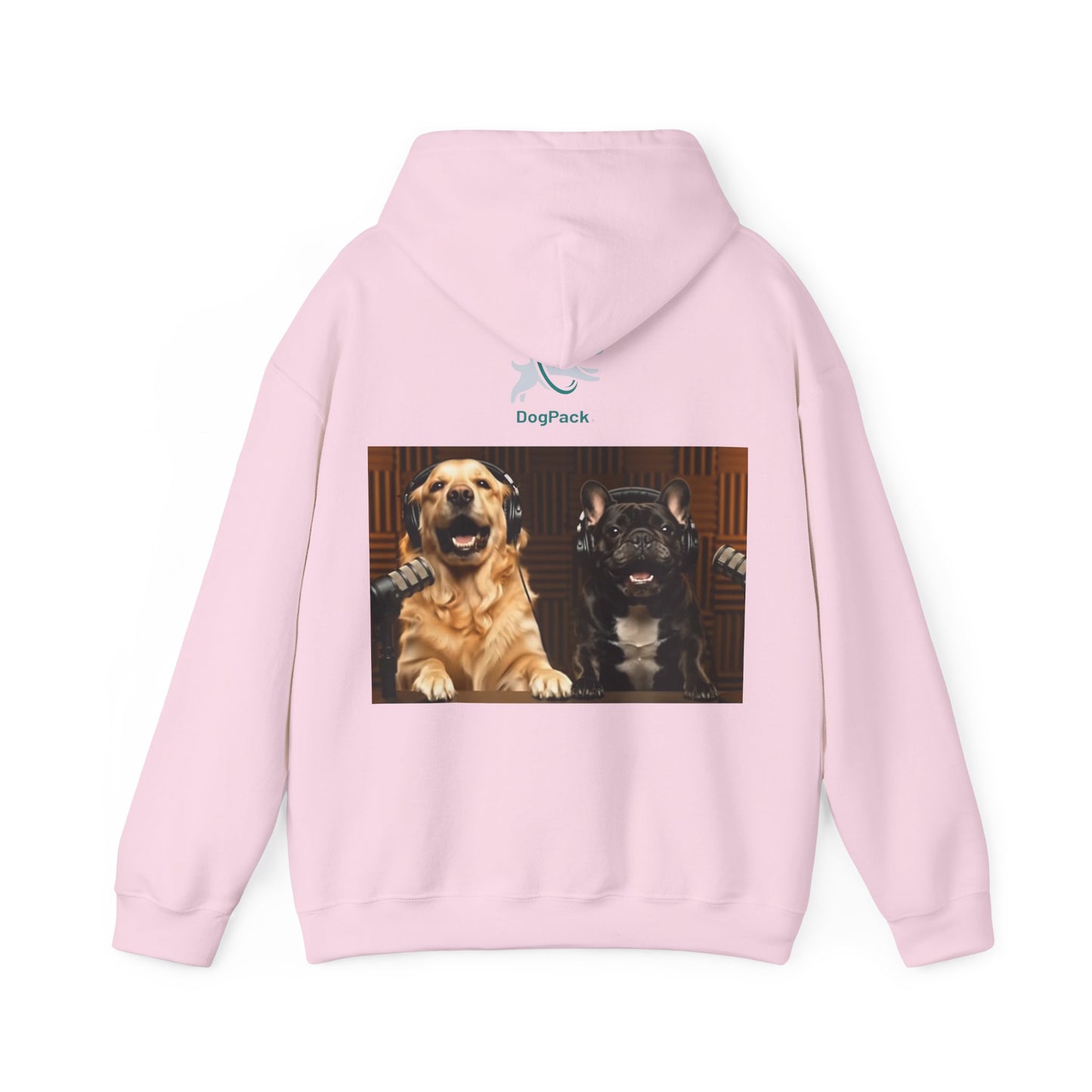Goldie & Frenchie Dog Podcast with Coffee Mugs Hoodie — Front & Back Print - Ships from United Kingdom