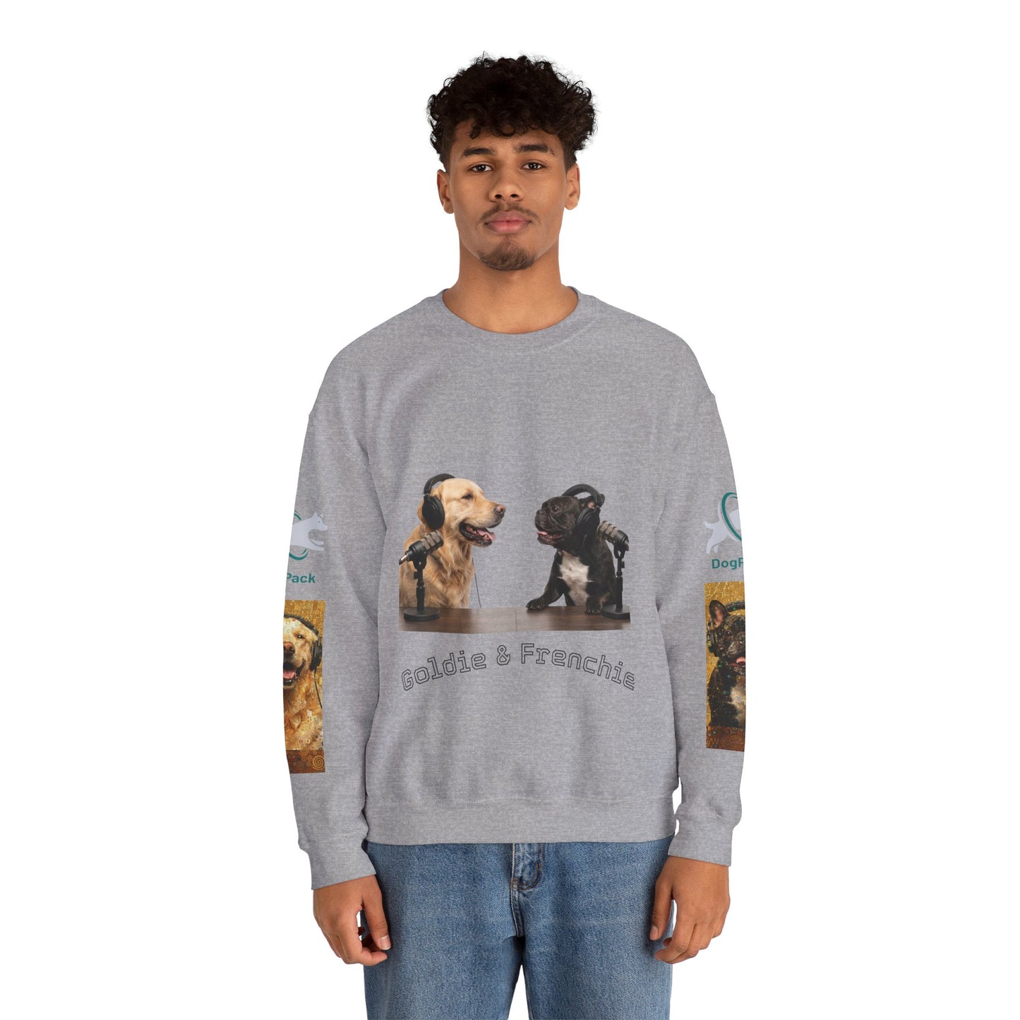 Goldie & Frenchie Chatting Crewneck with Klimt style G&F sleeves